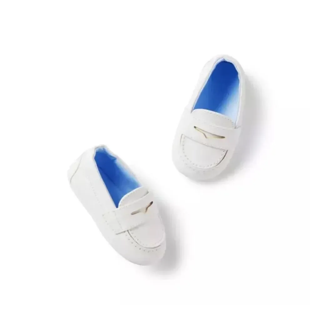 Janie & Jack Baby Penny Loafer in White Size 6/12 Months